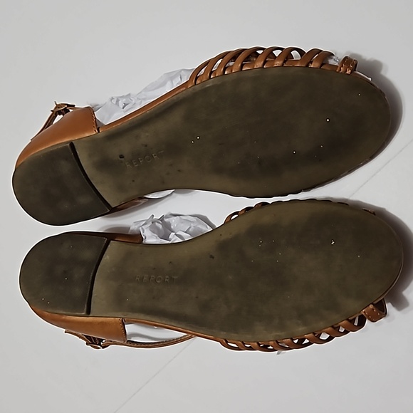 Women's Report Cruz Brown Leather Flat Sandals Size 8 #S-210 - Picture 5 of 8
